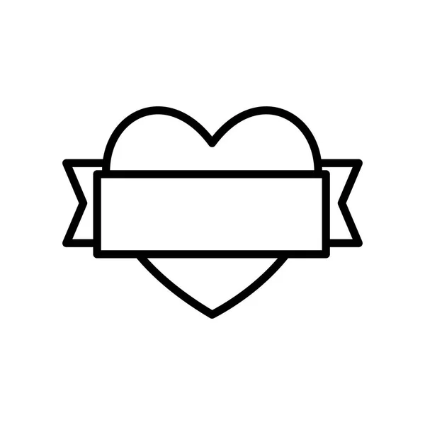 Corazón con la línea de cinta estilo icono de diseño de vectores — Vector de stock