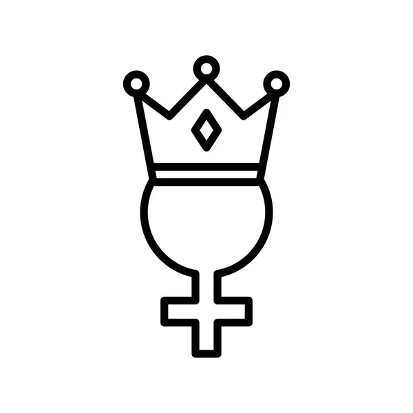 Género femenino aislado con diseño de vectores de iconos de línea de corona — Vector de stock