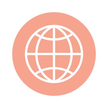 İzole edilmiş küresel küre çizgisi ve blok biçim ikon vektör tasarımı