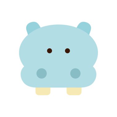 Şirin su aygırı çizgi film düz biçim ikon vektör tasarımı