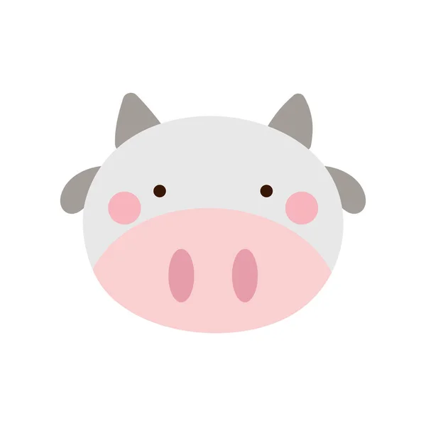 Cute cow cartoon flat style icon vector design — Stock Vector