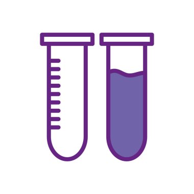 İzole kimya tüpleri çizgisi ve biçim ikonu vektör tasarımını doldur