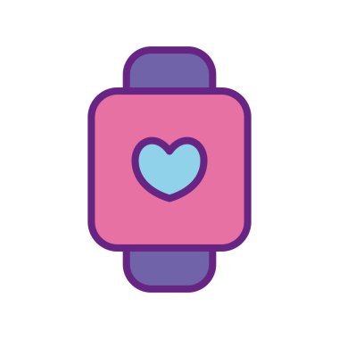 İzole kalp saat çizgisi içinde ve biçim ikonu vektör tasarımını doldur