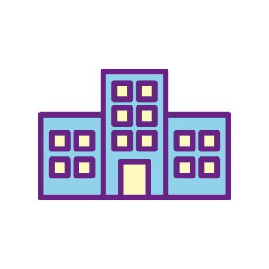 İzole şehir binaları çizgisi ve biçim ikonu vektör tasarımı