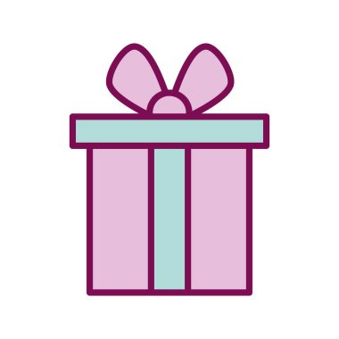 Papyon çizgisi ile hediye ve biçim ikonu vektör tasarımı