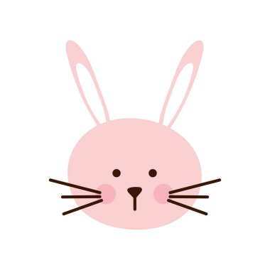 Sevimli tavşan çizgi film düz stil ikon vektör tasarımı