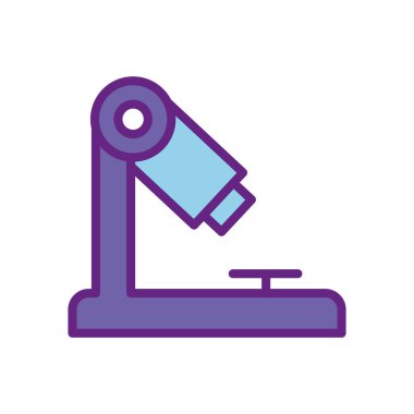 İzole kimya mikroskobu çizgisi ve biçim ikonu vektör tasarımını doldur