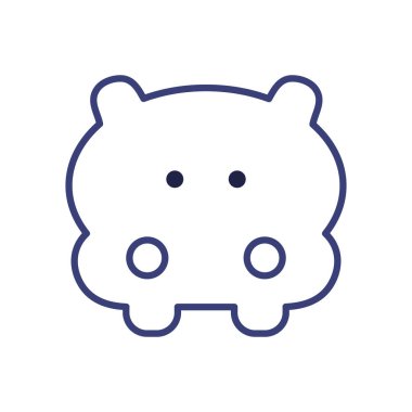 Cute hippo cartoon line style icon vector design