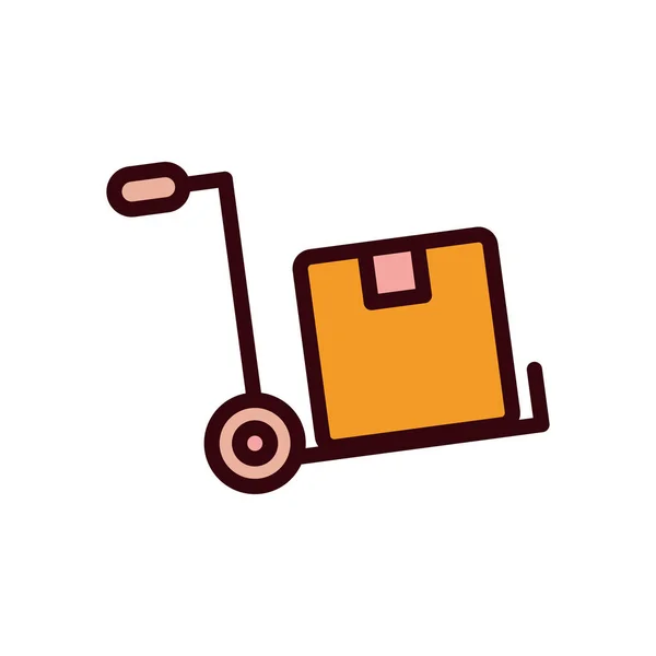 Isolated delivery box over cart line and fill style icon vector design — Stock Vector