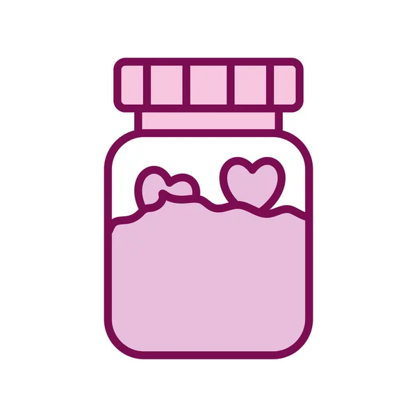 Hearts inside jar line and fill style icon vector design — Stock Vector