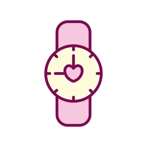 Watch with heart line and fill style icon vector design — Stock Vector