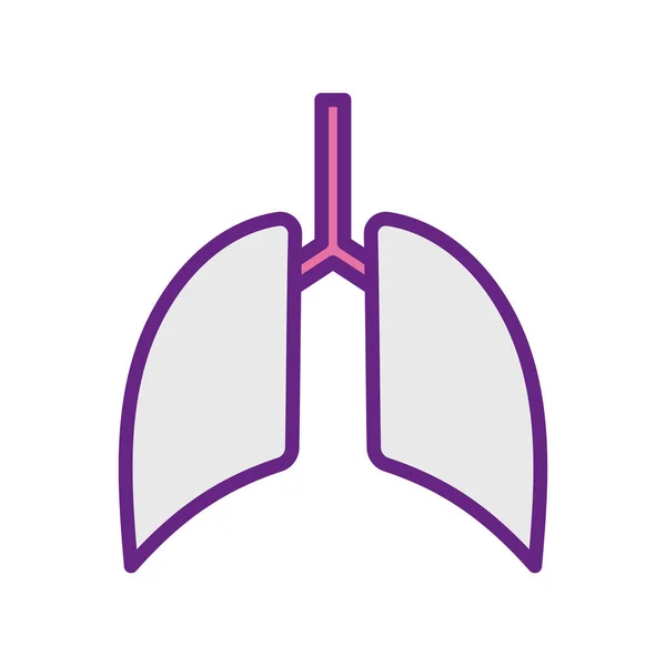 Línea pulmonar aislada y diseño de vectores de iconos de estilo de relleno — Vector de stock