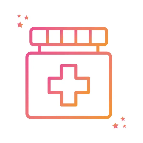 Isolated cross inside medicine bottle gradient style icon vector design — 스톡 벡터