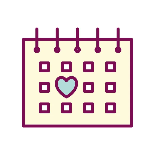 Calendar with heart line and fill style icon vector design — Wektor stockowy