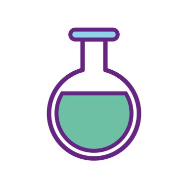 İzole edilmiş kimya şişesi hattı ve biçim ikonu vektör tasarımını doldur