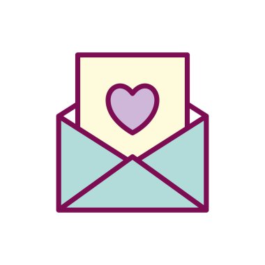 Kalp çizgisi ve biçim ikonu vektör tasarımlı aşk kartı