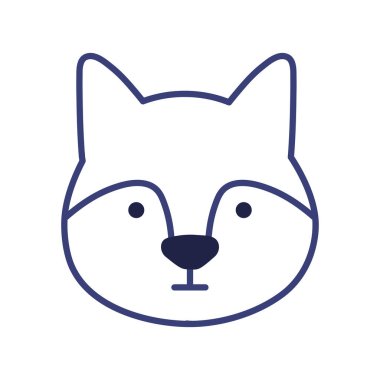 Cute wolf cartoon line style icon vector design