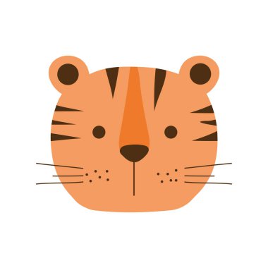 Cute tiger cartoon flat style icon vector design