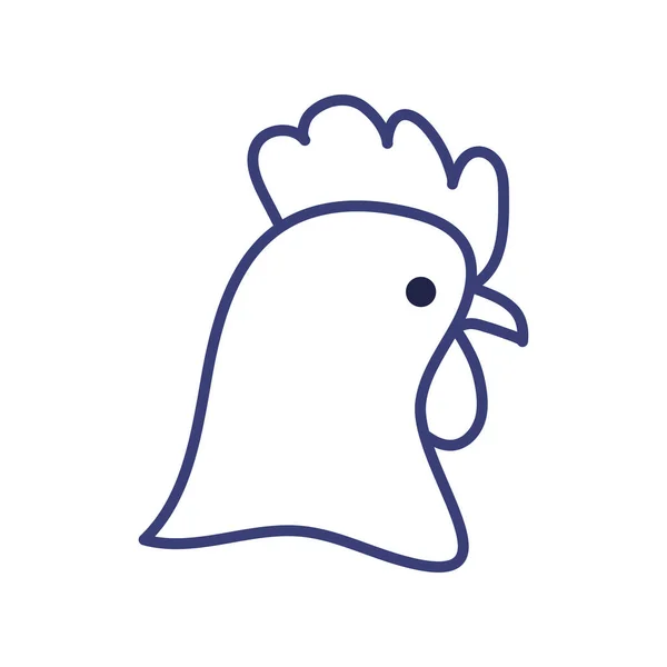 Χαριτωμένο κοτόπουλο κινουμένων σχεδίων γραμμή στυλ εικονίδιο διάνυσμα σχεδιασμό — Διανυσματικό Αρχείο