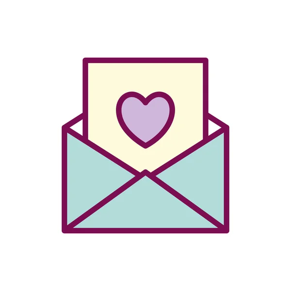 Tarjeta de amor con línea de corazón y llenar el icono de estilo de diseño vectorial — Archivo Imágenes Vectoriales