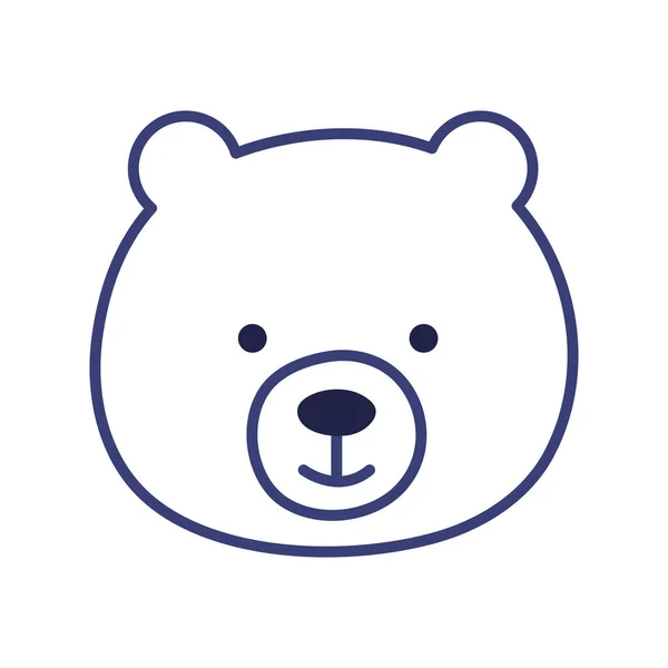 Cute bear cartoon line style icon vector design — Stok Vektör