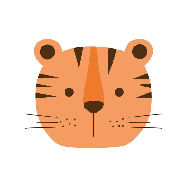 Cute tiger cartoon flat style icon vector design — ストックベクタ