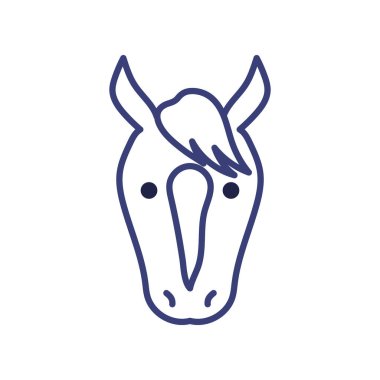 Cute horse cartoon line style icon vector design