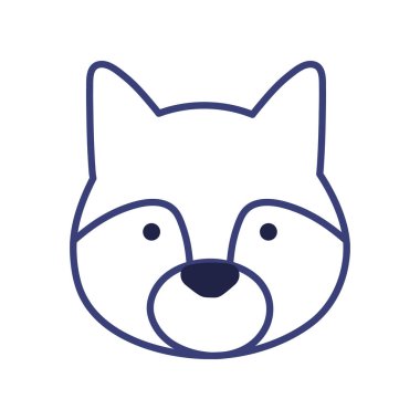 Cute wolf cartoon line style icon vector design