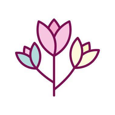 Ayrı çiçek çizgisi ve biçim ikonu vektör tasarımını doldur