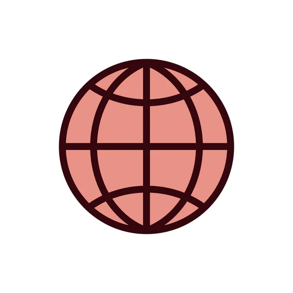 Linha de esfera global isolada e design de vetor ícone de estilo de preenchimento — Vetor de Stock