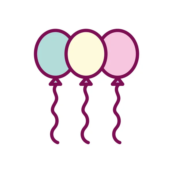 Festa e celebração balões linha e estilo de preenchimento ícone vetor design —  Vetores de Stock