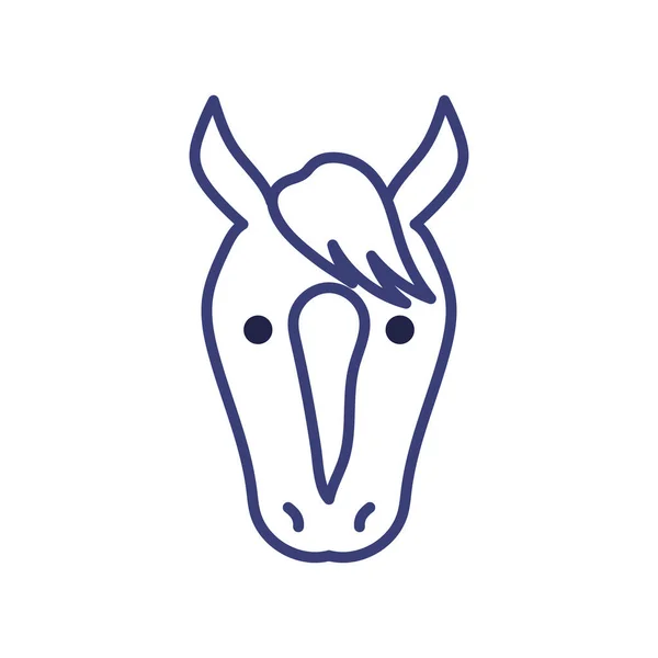 Lindo caballo línea de dibujos animados estilo icono de diseño de vectores — Archivo Imágenes Vectoriales