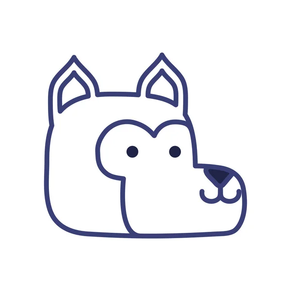 Cute wolf cartoon line style icon vector design — Stok Vektör