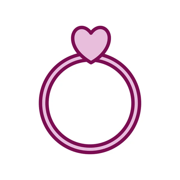 Corazón con línea de anillo y relleno icono de estilo diseño de vectores — Vector de stock