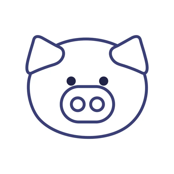 Cute pig cartoon line icon vector design — стоковый вектор