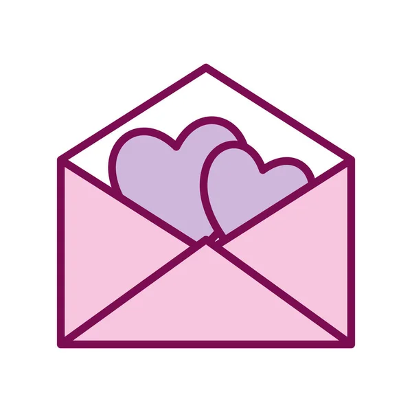 Cartão de amor com linha de coração e design de vetor ícone de estilo de preenchimento —  Vetores de Stock