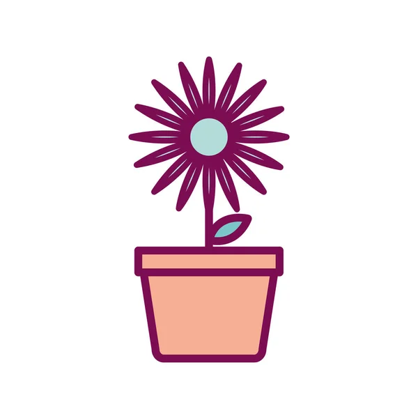 Flor isolada dentro da linha do pote e design de vetor ícone de estilo de preenchimento — Vetor de Stock