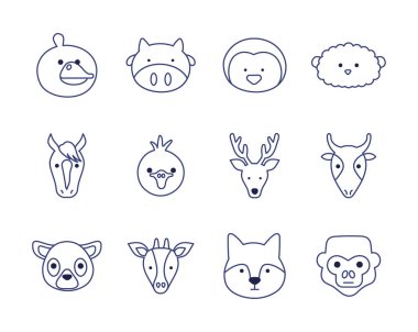 Sevimli hayvanlar çizgi film çizimi biçim ikonu vektör dizaynı