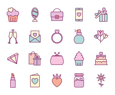 Mutlu anneler günü çizgisi ve biçim ikonu vektör dizaynı