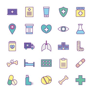 tıbbi satır ve doldurma biçim ikonu vektör dizaynı