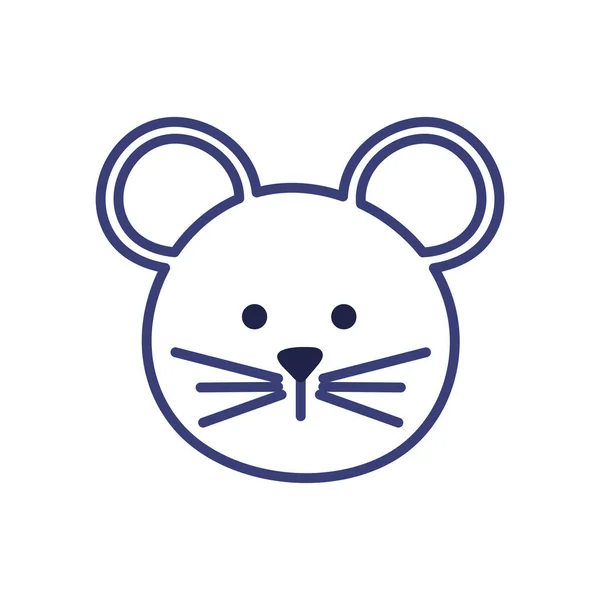 귀여운 쥐 만화 선 스타일 아이콘 벡터 설계 — 스톡 벡터