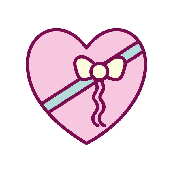 Heart gift with bowtie line and fill style icon vector design — 스톡 벡터