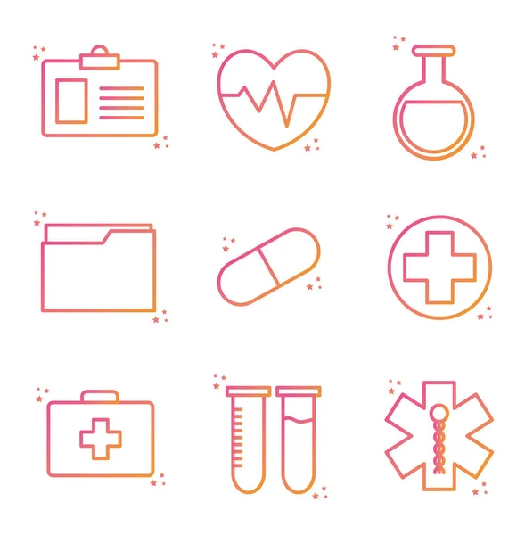 Design de vetor de conjunto de ícones de estilo gradiente médico — Vetor de Stock