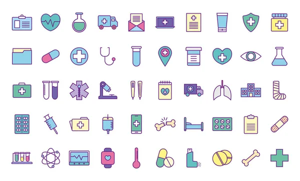 Tıbbi satır ve doldurma biçim ikonu vektör dizaynı — Stok Vektör