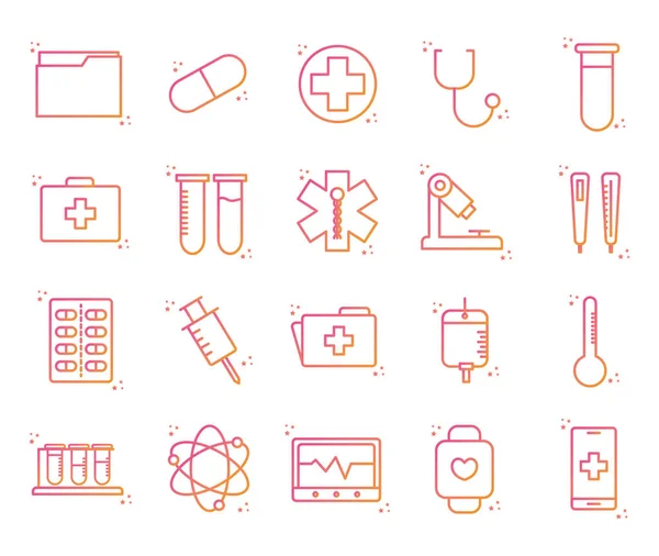Diseño de vectores conjunto de iconos de estilo de gradiente médico — Vector de stock
