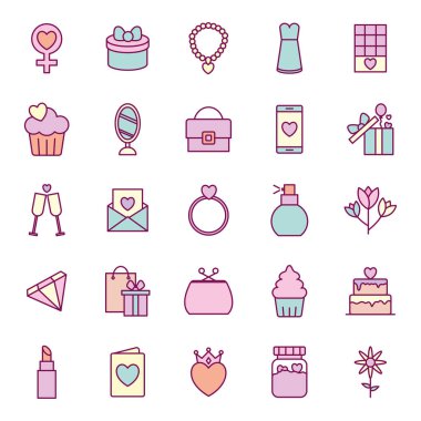 Mutlu anneler günü çizgisi ve biçim ikonu vektör dizaynı