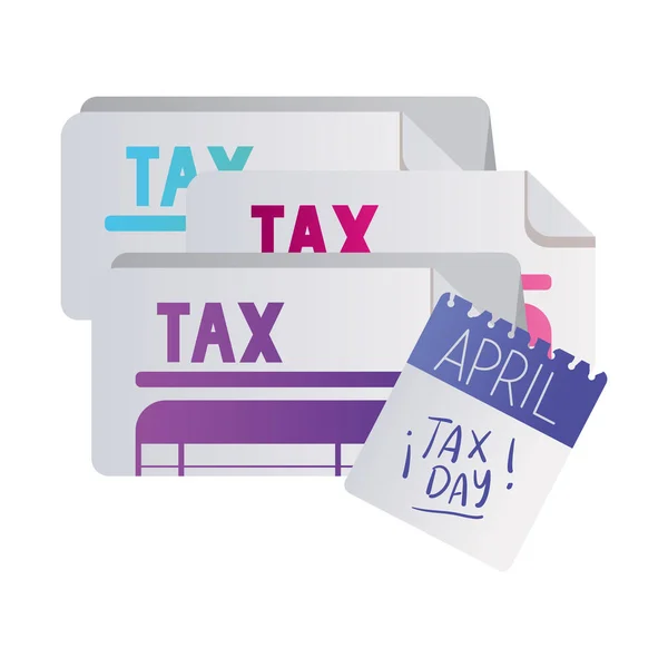 Tax day calendar and documents vector design — Stockvektor