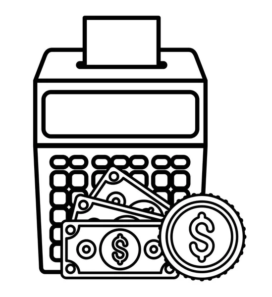 Tagihan kalkulator terisolasi dan desain vektor koin - Stok Vektor