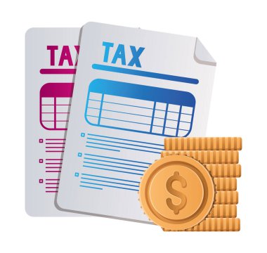 Isolated tax documents and coins vector design
