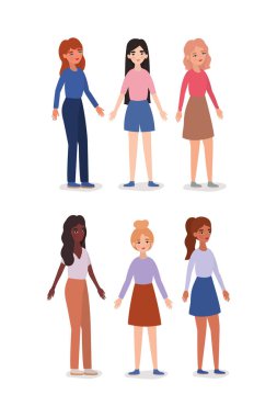 set of women avatars vector design